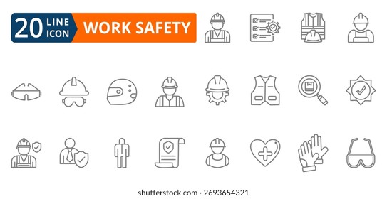 Hoja de iconos de esquema de seguridad laboral