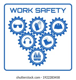 work safety sign on white background