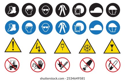 Work safety signs set. Vector illustration