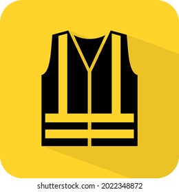 Work safety and utility jacket sign. Wear outerwear icon. Black and yellow color vector illustration. 