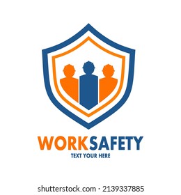 Work Safety Vector Logo Template. This Design Use Human Symbol. Suitable For Project Protection