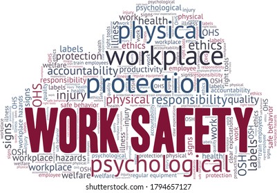 Work Safety Word Cloud Isolated On Stock Vector (Royalty Free ...