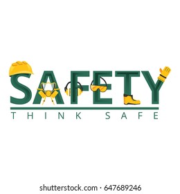 Work Safety Word Concept.Safety Equipment.Vector Illustration