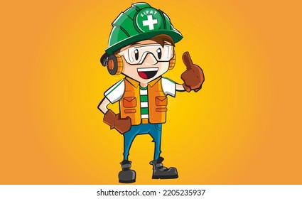 Work Safety Worker Mascot SIPAT