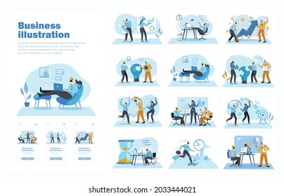 Work scene illustration pack concept vector design 