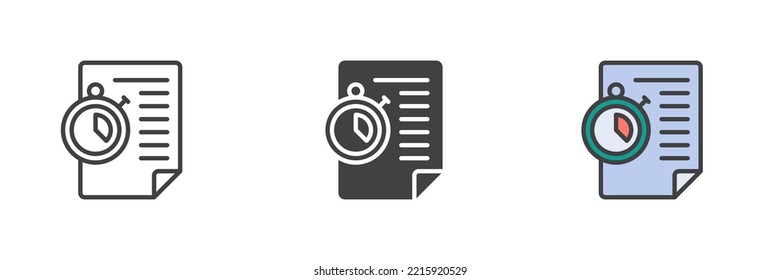 Work Schedule different style icon set. Line, glyph and filled outline colorful version, outline and filled vector sign. Symbol, logo illustration. Vector graphics