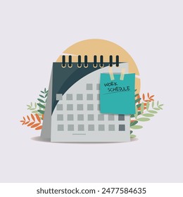 Work schedule handwriting memo in calender vector illustration