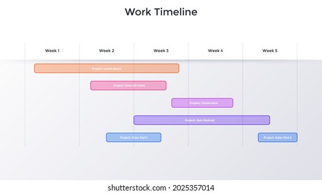 Work schedule with horizontal progress bars. Concept of project completion visualization. Minimal infographic design template. Modern flat vector illustration for business planning and organization.