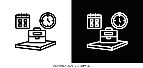 Work Schedule Icon In Black And White Filled Style