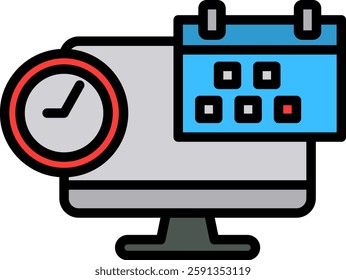 Work Schedule Icon Lineal Color Vector Illustration