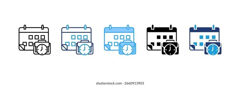 Work Schedule icon set multiple style collection