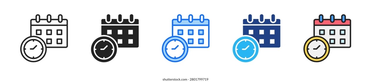 Work Schedule Icon Set Multiple Style Collection