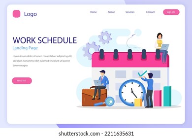 Work Schedule landing page website flat vector template