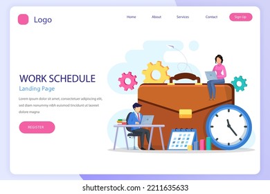 Work Schedule landing page website flat vector template