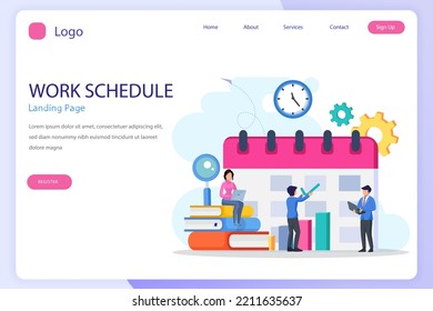 Work Schedule landing page website flat vector template
