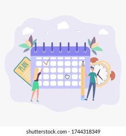 Work schedule planning concept. Business Planning and Schedule. Colorful vector illustration.