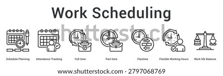 Work schedule planning covering attendance tracking, full time, part time, flextime, flexible hours, and work life balance
