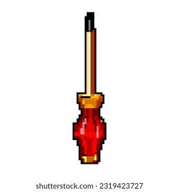 work screwdriver tool game pixel art retro vector. bit work screwdriver tool. old vintage illustration