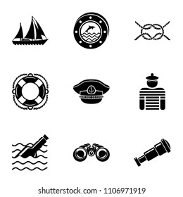 Work at sea icons set. Simple set of 9 work at sea vector icons for web isolated on white background