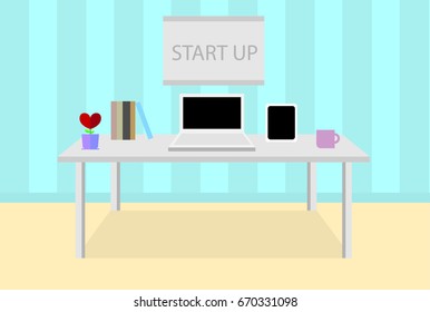 Work seat at home A start-up for the modern age. The Internet connection to the office.