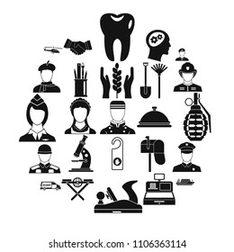 Work service icons set. Simple set of 25 work service vector icons for web isolated on white background