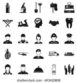 Work service icons set. Simple set of 25 work service vector icons for web isolated on white background