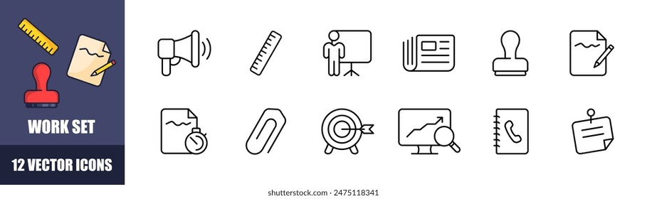Work set icons. Simple icons. Linear style. Vector icons.