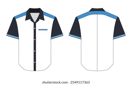 Work shirt template front back view. Vector illustration