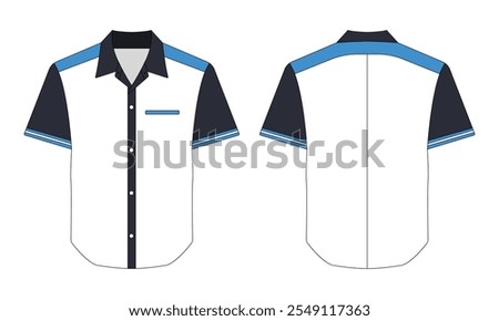 Work shirt template front back view. Vector illustration