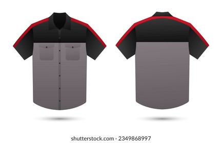 work shirt uniform mockup front and back view