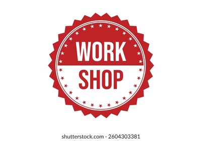 Work shop red ribbon label banner.