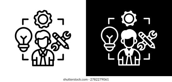 Work Skills Icon whiteblack Vector Illustration