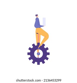 work skills. reliable workers. multitasking. obstacles and challenges at work. an experienced employee or staff is at work. expert and professional. flat cartoon illustration. concept design
