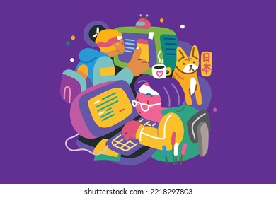Work In Small Office Together

