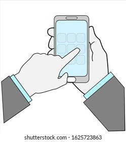 work with a smartphone. flat design .. vector illustration.