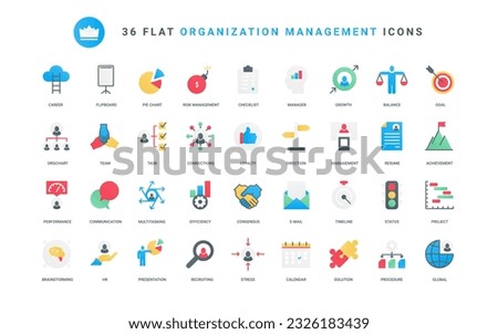 Work solutions of professional leader, progress and growth of managers career, empowerment and balance of goals. Business management, leadership thin trendy flat set vector illustration
