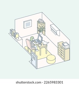 Arbeitsraum im Haus. Raum für die Arbeit mit Katzen.