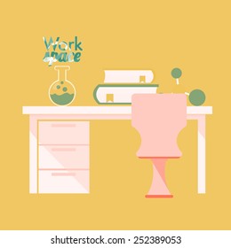 work space  illustration over yellow color background