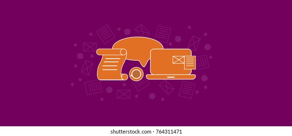 Work Space with Modern Devices and Coffee Cup. Flat minimalistic vector Illustration.