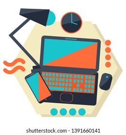 Work space and office objects