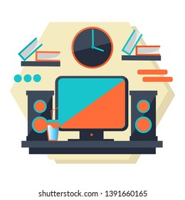 Work space and office objects