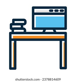 Work Space Vector Thick Line Filled Dark Colors For Personal And Commercial Use.
