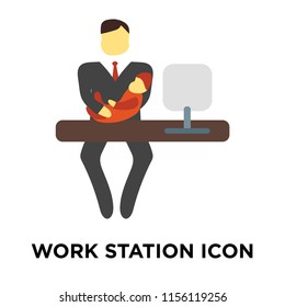 Work station icon vector isolated on white background, Work station transparent sign