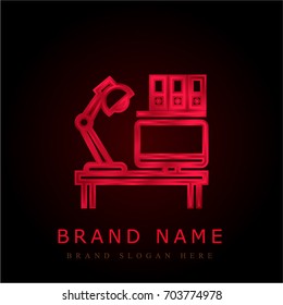 Work station red chromium metallic logo