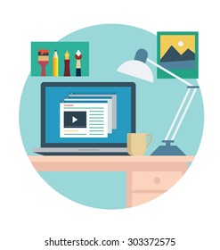 Work Station Vector Icon 