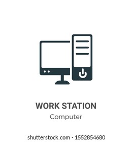 Work station vector icon on white background. Flat vector work station icon symbol sign from modern computer collection for mobile concept and web apps design.
