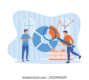 Work with statistics and marketing research, analytical department. flat vector modern illustration 