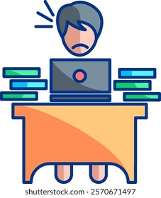 Work stress Icon - Lineal Color Style - Social Anxiety Theme