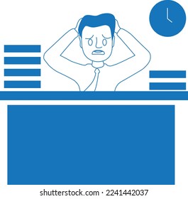 Icono de trabajo estresado, icono de presión de trabajo vector azul