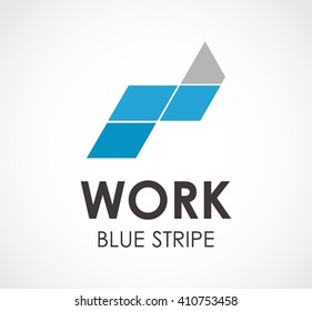 Work stripe of geometric line abstract vector and logo design or template office business icon of company identity symbol concept